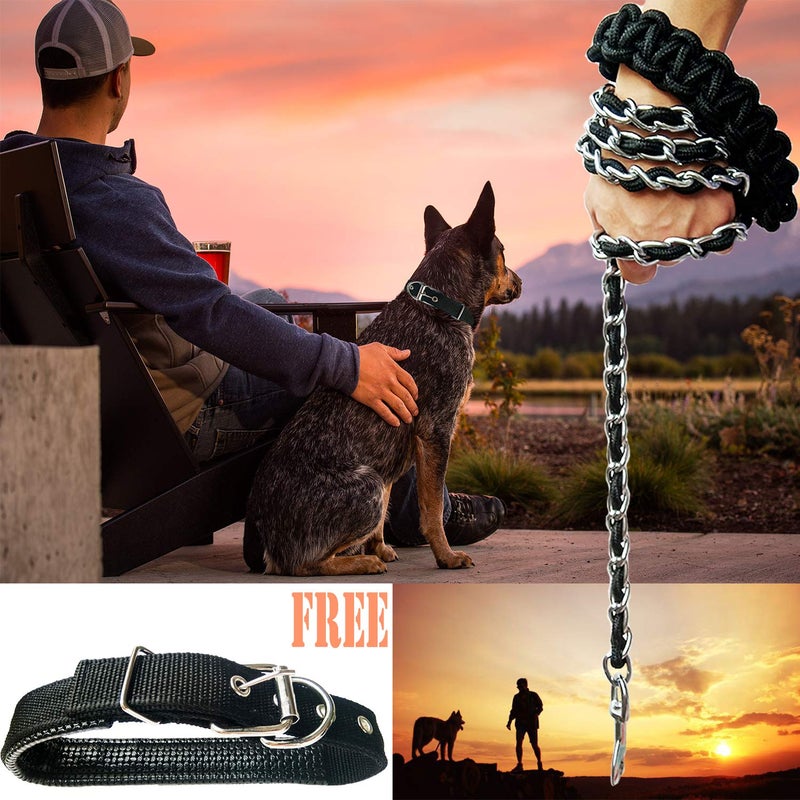 AncBace Dog Leash Metal Leashes Chain Rope with Pet Collar Training Walking Leads Heavy Duty Anti Bite 360 Hook for Medium and Large Dogs (Large) - Image 2